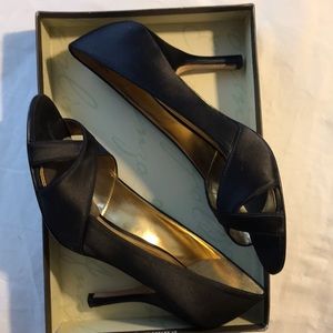 Enzo Angolini Black Satin Heels Sz 8.5